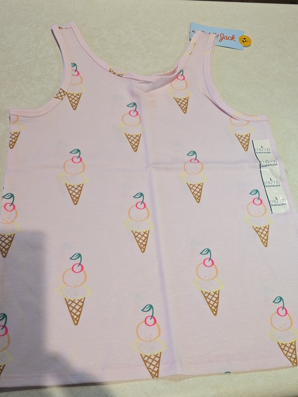 Cat & Jack Girls Pink Ice Cream Cone Print Tank
